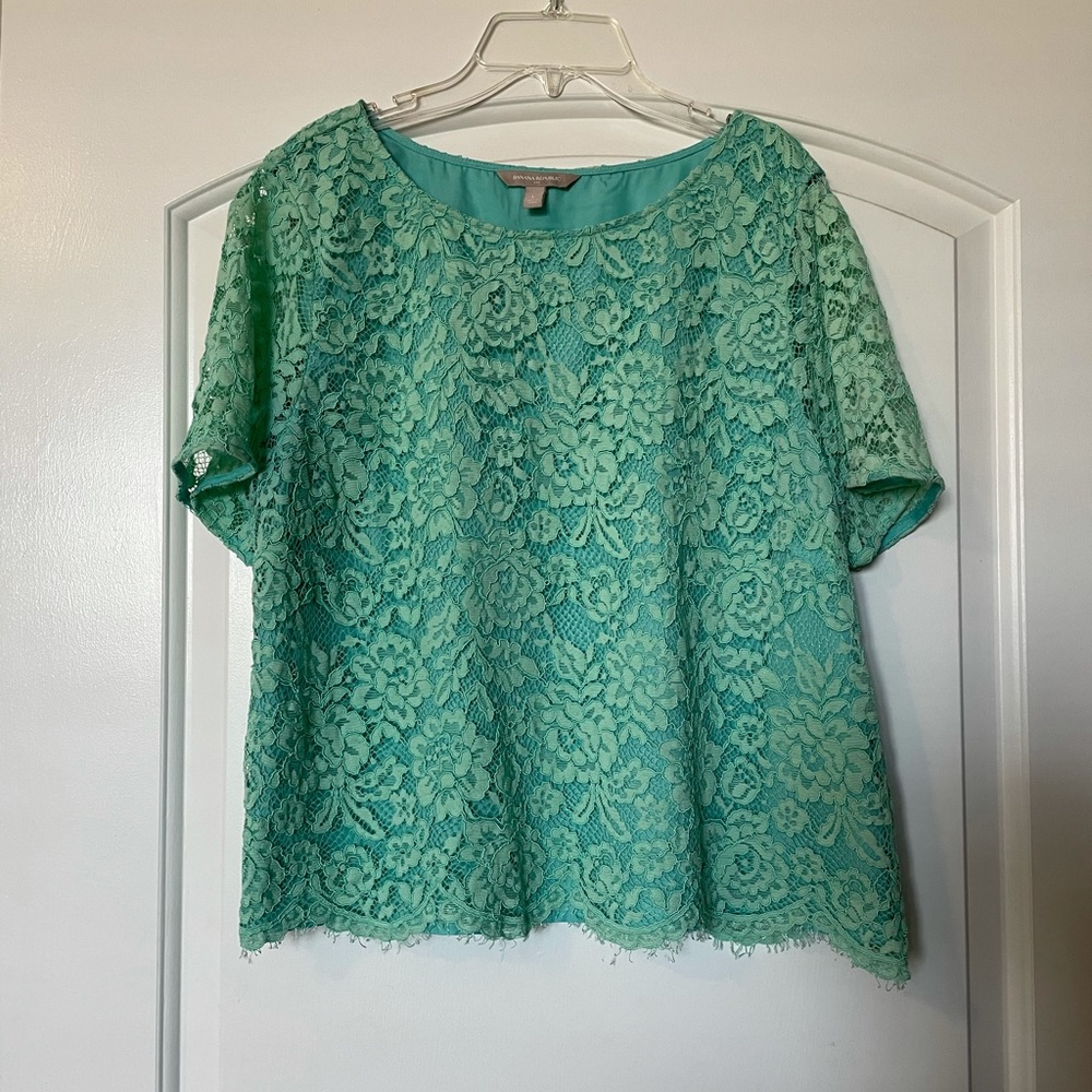 Banana Republic Teal & Seafoam Green Top SZ L